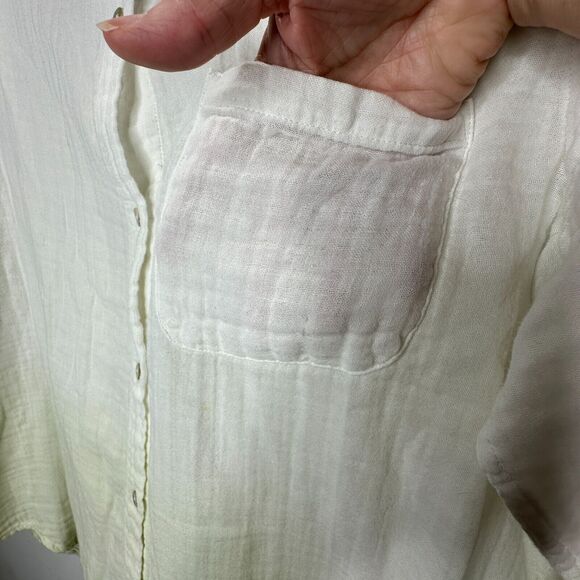 Rails Ellis Blue Mint Dip Dye Button Down Long Sleeve Chest Pocket Gauze Shirt - Picture 5 of 14